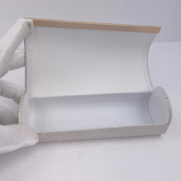 JIMMY CHOO GLASSES/SUNGLASSES CASE, FAUX SNAKE LEATHER, TAN & WHITE COLORS, NWOT - Picture 8 of 12